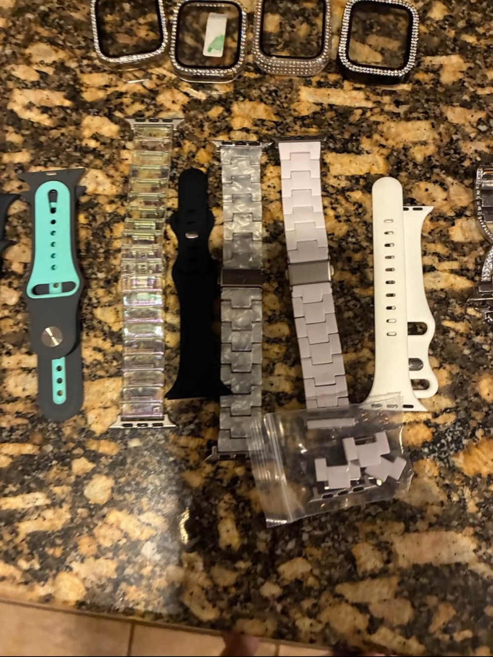 Interchangeable Silicone and Metal Bands - Black, White, Teal, Gray